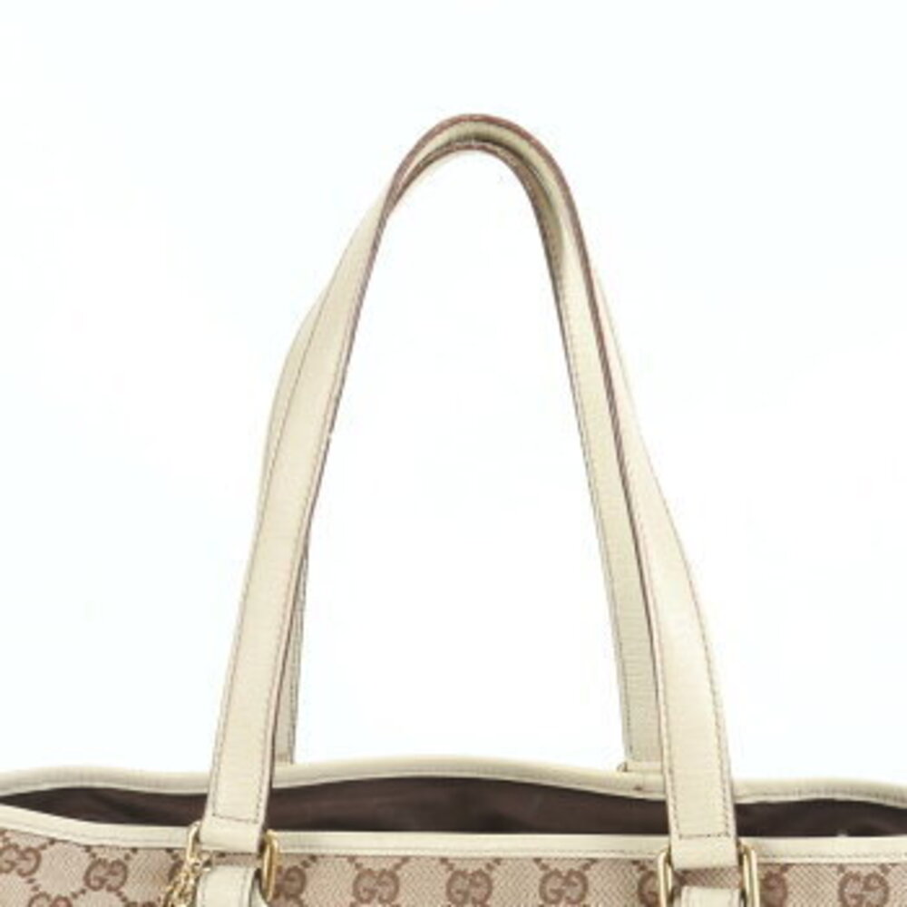 Gucci handbag canvas tote charm bag leather GG shoulder